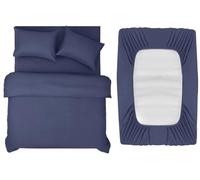 INSPIRE HOMEWARE Super king Duvet Set - Duvet Cover,Fitted Sheet with 2 Pillowcases - Premium Brushed Microfiber 4 piece superking duvets sets - Washed Blue Quilt Cover Set for All Seasons