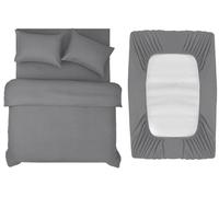 INSPIRE HOMEWARE Super king Duvet Set - Duvet Cover,Fitted Sheet with 2 Pillowcases - Premium Brushed Microfiber 4 piece superking duvets sets - Grey Quilt Cover Set for All Seasons