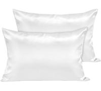 INSPIRE HOMEWARE White Satin Pillowcases 2 Pack for Hair and Skin, Ultra Soft as Silk Pillowcase with Envelope Closure Pillow Covers- Best Gift Set for Women (50x75cm)