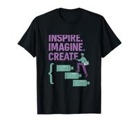 Inspire Imagine Create Paint Tube Stair Graphic Purple Mint T-Shirt