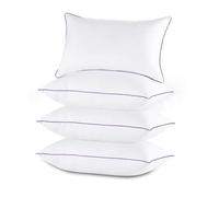 INSPIRE KING Piping Bed Pillows 4 Pack | Hotel Quality with Piped Edge, Soft Poly-Cotton Cover, Hypoallergenic Down Alternative Fill, UK Made for Neck, Back & Side Sleepers (Pack of 4)