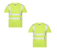 Inspire Me 2 Pack Hi Vis T Shirts for Men High Visibility Workwear V Neck Hi Viz Safety Shirt, Security Work Utility Breathable Reflective Shirt Green Large