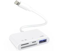 Inspire me 4 in 1 Lightning to SD Card Reader Memory Card Adapter for iPhone with USB Female OTG Compatible with SD/TF Cards Portable and Fast Charging
