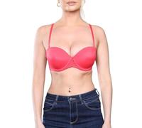 Inspire Me 5 Way Ladies Bra Strapless Underwired Multiway Push up Polyamide Bra Lightly Padded Soft Cup Bra (Red, 40B)