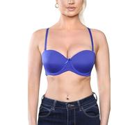 Inspire Me 5 Way Ladies Bra Strapless Underwired Multiway Push up Polyamide Bra Lightly Padded Soft Cup Bra (Blue, 38DD)