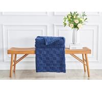 Inspire Me Bently Teddy Jacquard Throw Blanket - Lightweight All Season Throws for Bed and Couch, Soft and Warm Fuzzy Decorative Plush Blanket (Navy, 130x180)