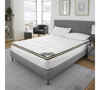 Inspire me Carbon Quilted Mattress Topper Size 4cm 600 GSM Microfibre Fluffy and Hypoallergenic,Thick White,Hotel Quality Extra Soft,Deep Elasticised Corner Straps for Firm Grip (King)