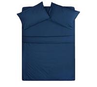 Inspire me Deep Fitted Sheet Polyester Bedding Skirt Sheet Flame Retardant Bedding Lightweight, Fitted sheets are excellent for protecting your mattress (Navy Blue, Double)