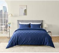 Inspire Me Ely Diamond Duvet Cover Set - Tufted Microfiber Bedding, Soft & Breathable Duvet Cover with Corner Ties, All-Season Comfort (Navy, Double)