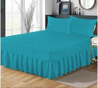 Inspire Me Extra Deep Valance Sheet - 25 cm Fitted Depth + 40 cm Frill - 100% Poly-Cotton Base Cover - Easy Fit, Soft, Durable & Wrinkle-Resistant (Teal, Small Double)