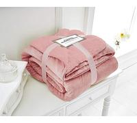 Inspire Me Flannel Sherpa Luxurious Throw Super Soft Warm Cosy Sofa and Bed Sherpa Flannel Fleece Blankets Lightweight Easy Care Throw (Blush Pink, King 200x240)