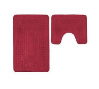 Inspire Me Gr ath Mat Set 2 Piece | Bath & Toilet Pedestal Mat | Bathroom Rug | Non Slip & Absorbable | Machine Washable (Burgundy)