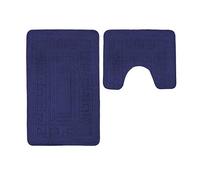 Inspire Me Gr ath Mat Set 2 Piece | Bath & Toilet Pedestal Mat | Bathroom Rug | Non Slip & Absorbable | Machine Washable (Navy)