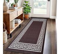 Inspire Me Greekey Rug - Non Slip Hallway Runner Rug with Rubber Back - Washable, Durable Carpet for Bedroom, Living Room & Entryway - Anti-Allergic & Stain Resistanty (Brown Beige, 50x80)