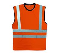 Inspire Me Hi Vis Sleeveless V Neck T-Shirt Vest High Visibility Safety Security Workwear Breathable Vest Top (Orange, Large)