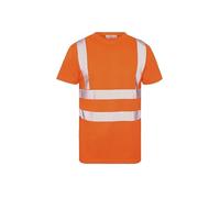 Inspire Me Hi Vis T Shirts for Men High Visibility Workwear Round Neck Hi Viz Safety Shirt, Security Work Utility Breathable Reflective Shirt Orange Large