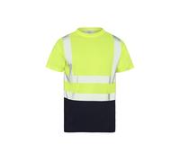 Inspire Me Hi Vis T Shirts for Men High Visibility Workwear Round Neck Hi Viz Safety Shirt, Security Work Utility Breathable Reflective Shirt Green Navy Medium
