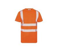 Inspire Me Hi Vis T Shirts for Men High Visibility Workwear Round Neck Hi Viz Safety Shirt, Security Work Utility Breathable Reflective Shirt Orange XL