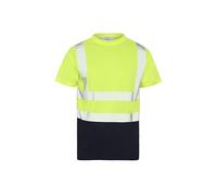 Inspire Me Hi Vis T Shirts for Men High Visibility Workwear Round Neck Hi Viz Safety Shirt, Security Work Utility Breathable Reflective Shirt Green Navy XL