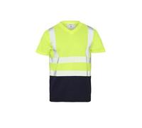 Inspire Me Hi Vis T Shirts for Men High Visibility Workwear V Neck Hi Viz Safety Shirt, Security Work Utility Breathable Reflective Shirt Green Navy 3XL