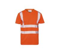 Inspire Me Hi Vis T Shirts for Men High Visibility Workwear V Neck Hi Viz Safety Shirt, Security Work Utility Breathable Reflective Shirt Orange 2XL