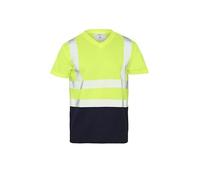 Inspire Me Hi Vis T Shirts for Men High Visibility Workwear V Neck Hi Viz Safety Shirt, Security Work Utility Breathable Reflective Shirt Green Navy 4XL