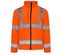 Inspire Me Hi Viz High Visibility Safety Workwear Jacket Hem Multi Zip Pockets Two Tone Light Weight Fleece Lining Softshell Security (Orange,3XL)