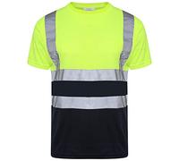 Inspire Me Hi Viz Vis Crew Neck Two Tone T Shirt | Safety Security Clothing T Shirt | Work Utility Short Sleeve Tops T Shirt (Large, Two Tone Yellow/Navy)