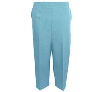 Inspire Me Ladies Womens Elasticated Waist Three Quarter Pants | 3/4 Capri Cropped Pants Trousers | Two Side Pockets | Machinne Washable (Sky Blue, 12)