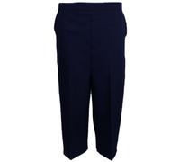 Inspire Me Ladies Womens Elasticated Waist Three Quarter Pants | 3/4 Capri Cropped Pants Trousers | Two Side Pockets | Machinne Washable (Navy, 24)