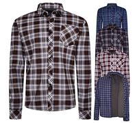 Inspire Me Lumberjack Shirts Mens Fleece Lined Regular Fit Long Sleeved Plaid Casual Shirts Padded Work Winter Warm Flannel Check Shirts for Mens Brown/White Small
