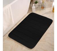 Inspire Me Luxurious Velvet Line Foam Bath Mat: Extra Large Size, Non-Slip, and Highly Water Absorbent Bathtub Floor Mat | Pedestal Bath & Toilet Mat (Bath Mat, 50x80 cm, Black)