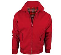 Inspire Me Men’s Jacket Vintage Adults Harrington Retro Classic Scooter Tartan Lining Bomber MOD Skin Fashion Trendy Jacket Comfortable Material Regular Fit TOP Coat Red X Small