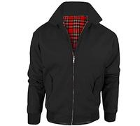 Inspire Me Men’s Jacket Vintage Adults Harrington Retro Classic Scooter Tartan Lining Bomber MOD Skin Fashion Trendy Jacket Comfortable Material Regular Fit TOP Coat Black X Small