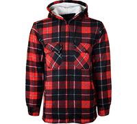 Inspire Me Mens Fur Padded Lumberjack Shirt Long Sleeve Material Machine Washable Decent Look Comfortable Feel (Red - Hooded, 3XL)