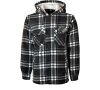 Inspire Me Mens Fur Padded Lumberjack Shirt Long Sleeve Material Machine Washable Decent Look Comfortable Feel (Black - Hooded, XL)