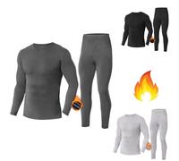 Inspire Me Mens Thermals Top and Bottoms Base Layer Set Ultra Thick Warm & Cosy Long Johns for Men Fleece Lined Trousers with Long Sleeves Top for Winters|Charcoal XL