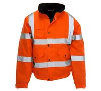 Inspire Me Plain Hi Viz Mens Bomber | Fully Taped Seams| Comfort To Wear | Polyester Lining | 2 Front Pockets (Orange, 2XL)