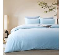 Inspire Me Poly Cotton Duvet Cover Set Simple and unique design Super Soft Bed Cover with Pillow Covers Duvet (Light Sky Blue, Single)