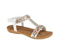 Inspire Me Wedge Hill Ladies Sandals H-Strap Pattern with Sparkling Embedded Stones Elastic Slingback Strap Wedge Fish Mouth Sandals (THASOS-White, 4)