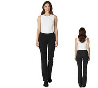 Inspire Me Women Boot Leg Pants Pull On Nurse Work Bottoms Ladies Elasticated Waist High Stretch Bottoms Boot Cut Pants Pack of 2 (Black, 10W / 29L)