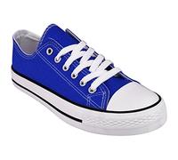 Inspire Me Women's Canvas Shoes Gym Sports Trainers Lightweight Comfortable Plimsoll Trainer Pumps Ladies Lace up Flat Shoes (4UK, Royal Blue)