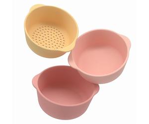 Inspire My Play - 3 x Silicone Nesting Bowls and Sieve - Perfect Accessories for Sensory PlayTray - Tuff Tray Accessories - Early Development & Activity Toys - Montessori Learning Toys