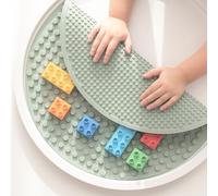 Inspire My Play - Silicone Building Blocks Baseplate - Compatible with all Major Building Block Brands - Double Sided for Large Building Blocks - Perfect Accessory for Sensory PlayTray - Smoke Green