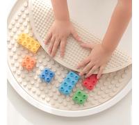 Inspire My Play - Silicone Building Blocks Baseplate - Compatible with all Major Building Block Brands - Double Sided for Large Building Blocks - Perfect Accessory for Sensory PlayTray - Stone