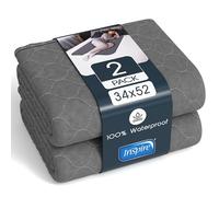 Inspire Underpads | Stain Hiding Gray - Reusable Incontinence Bed Pads Waterproof Mattress Pad | Disposable Bed Pads for Adults Pee Pads | Incontinence Pads for Beds, Dog Pads (34 X 52 - 2 Pack)