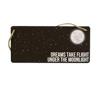 Inspire with Motivational Hanging Sign, Reads Dreams Take Flight under the Moonlight, Full Colour Stary Night Design - Home Decor for Bedroom, Office Centre - Plywood Sign