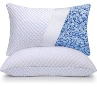 INSPIRE2LIVING 2 PACK UK Luxury Soft Bamboo Memory 100% Shredded Anti Dust Mite Breathable & Machine Washable Pillows for Neck and Shoulder Pain (50x75CM)