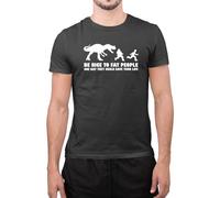 Inspired Be Nice to Fat People, Save Your Life One Day Funny Sarcastic Gym Workout T-Shirt (Grey, Large)