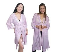 Inspired Comforts Breast Cancer Post Surgery Mastectomy Recovery Robe with Internal Drain Pockets, Pink Stripe, XXL